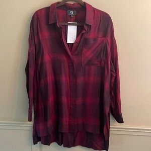 Plaid tunic blouse. Size medium